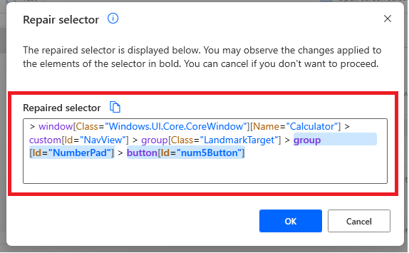 Repair selector suggestion.